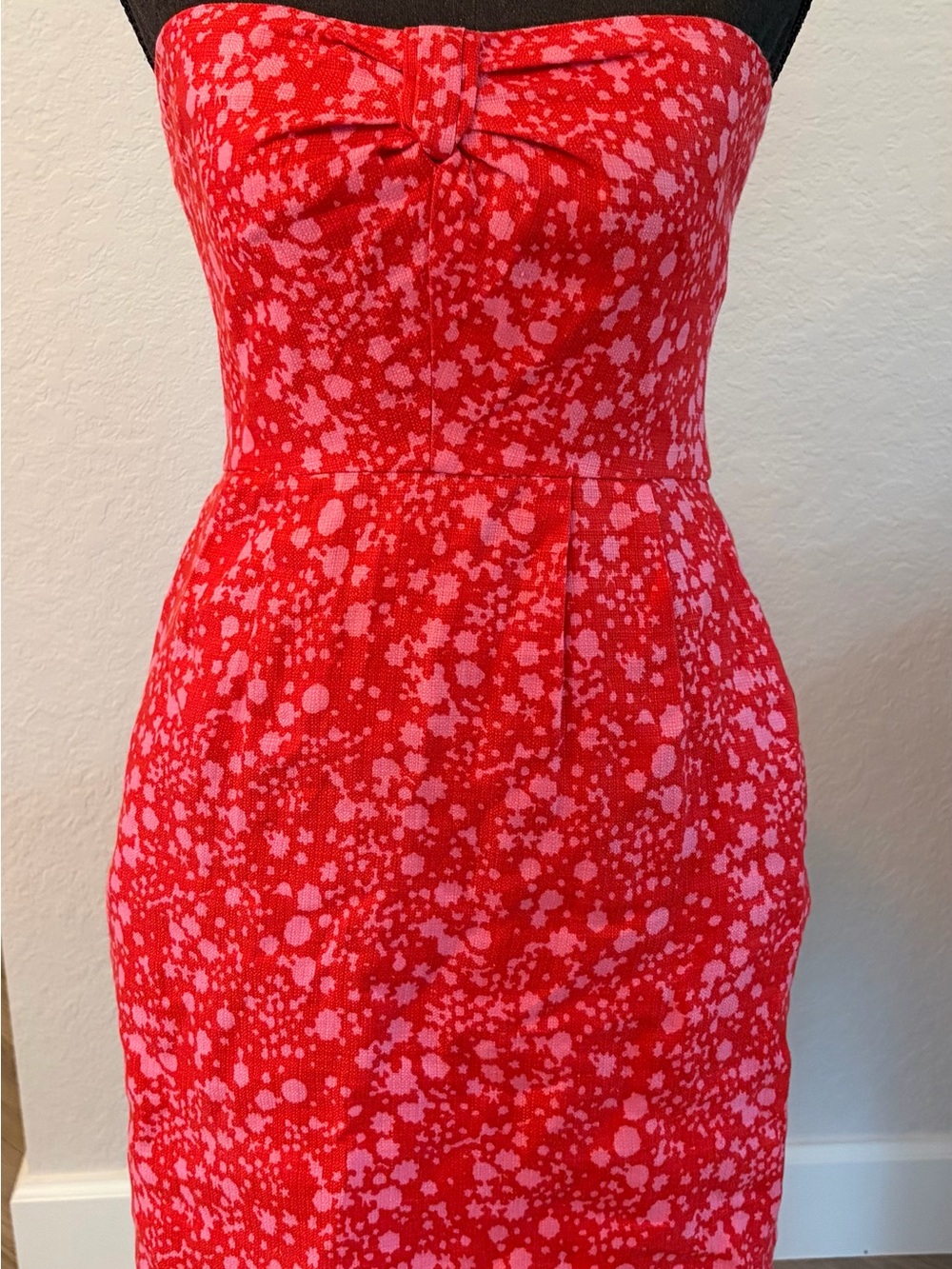 J. CREW 100% Linen Constellation Strapless Dress Fully Lined Pockets! Size 2